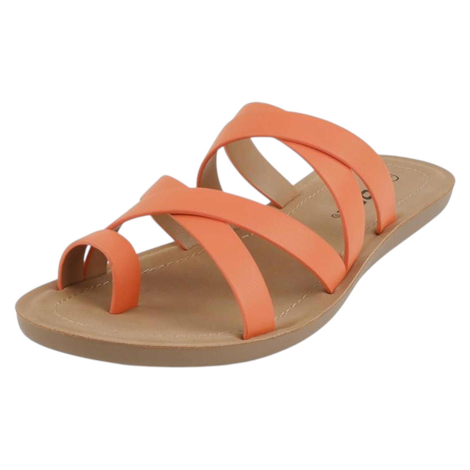 Soda Women Fashion Comfortable Slip On Flat Cross bands Toe Ring Fashion Sandals