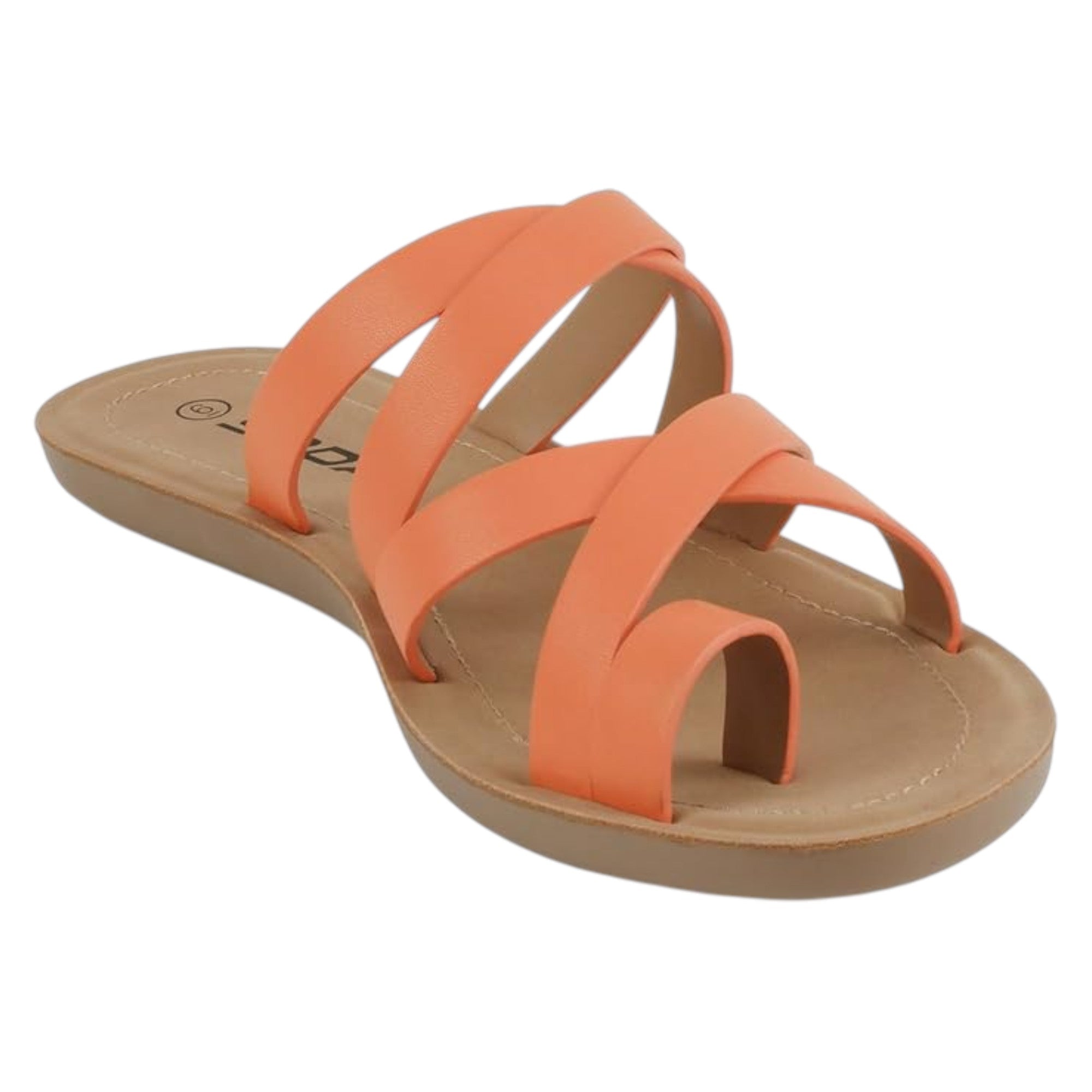 Soda Women Fashion Comfortable Slip On Flat Cross bands Toe Ring Fashion Sandals