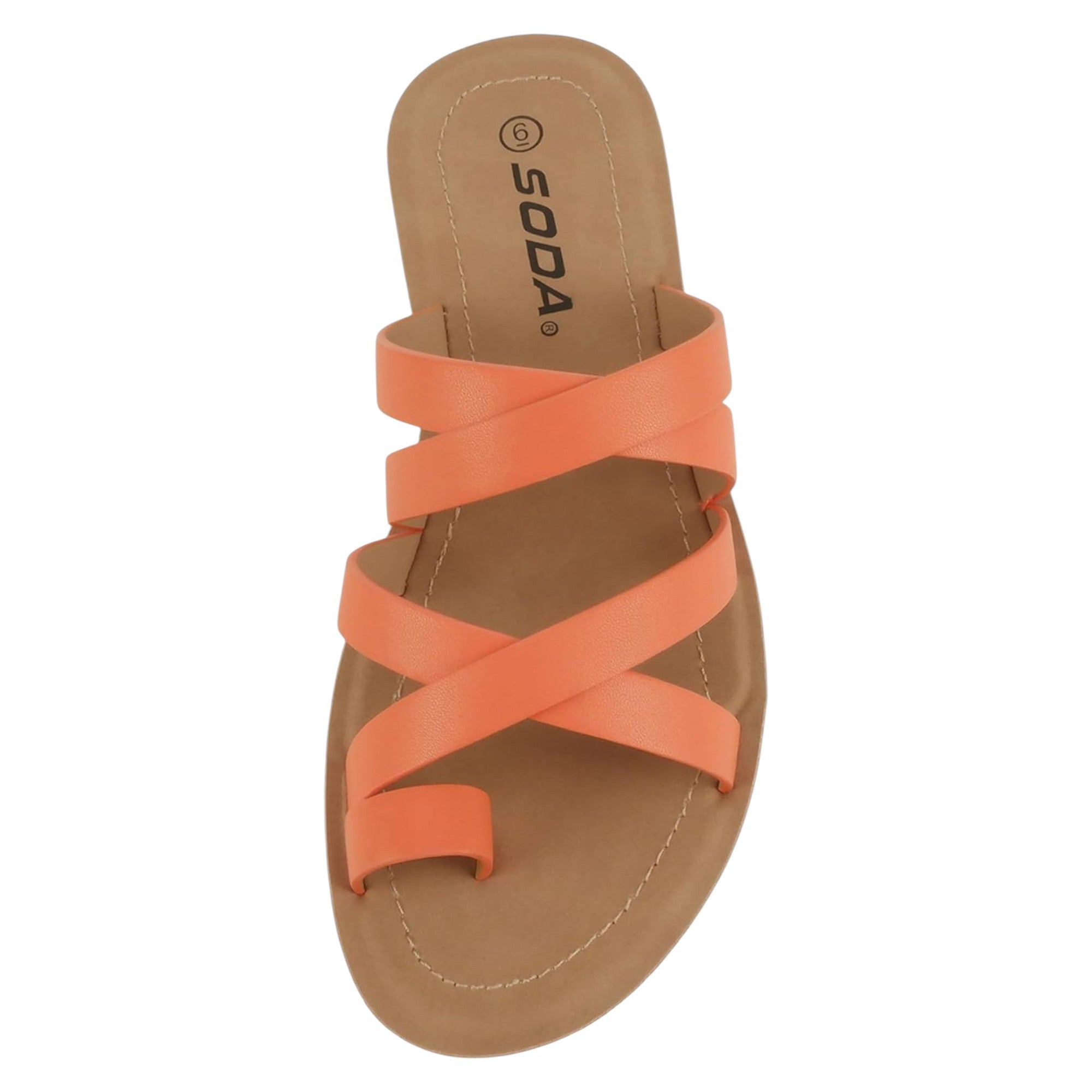 Soda Women Fashion Comfortable Slip On Flat Cross bands Toe Ring Fashion Sandals