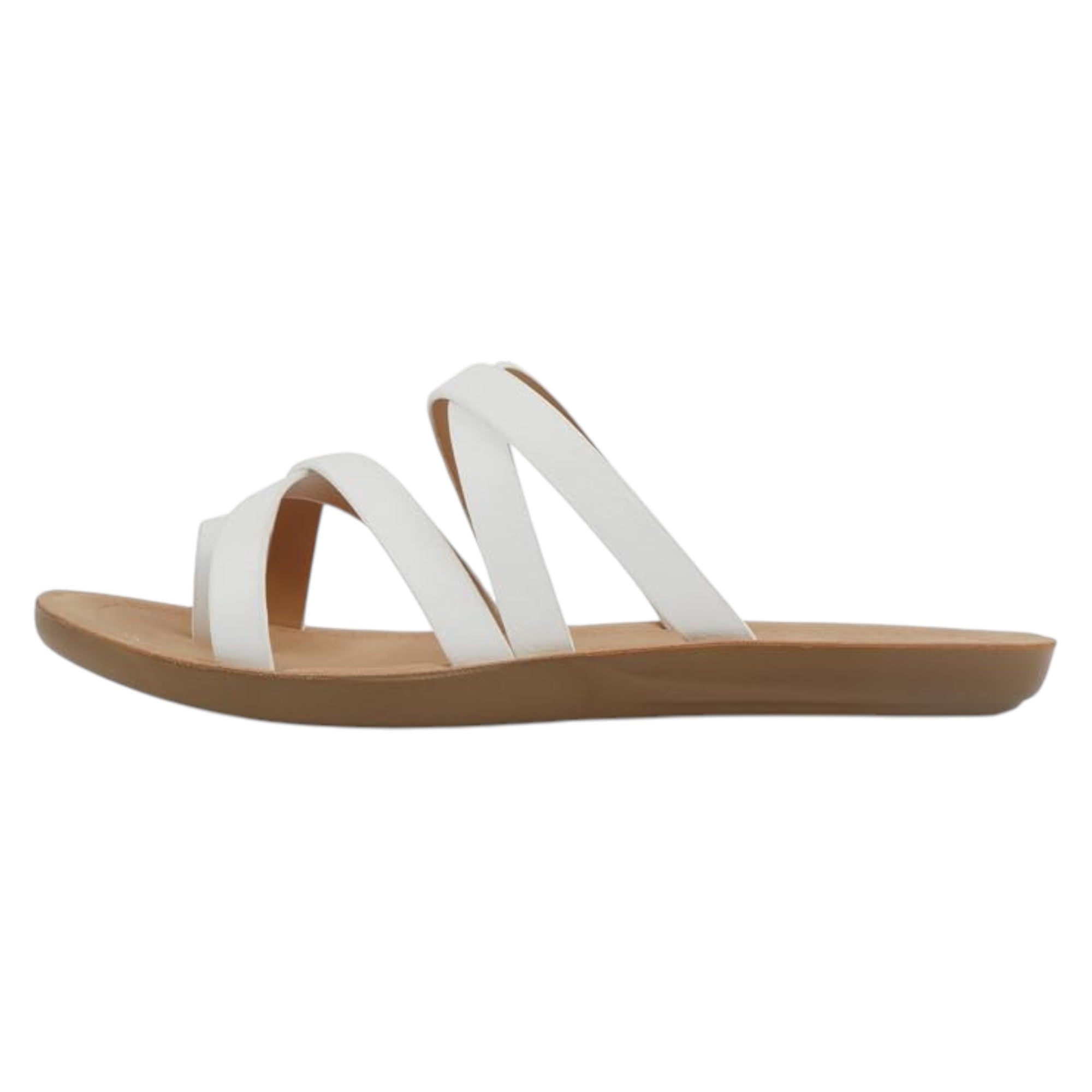 Soda Women Fashion Comfortable Slip On Flat Cross bands Toe Ring Fashion Sandals