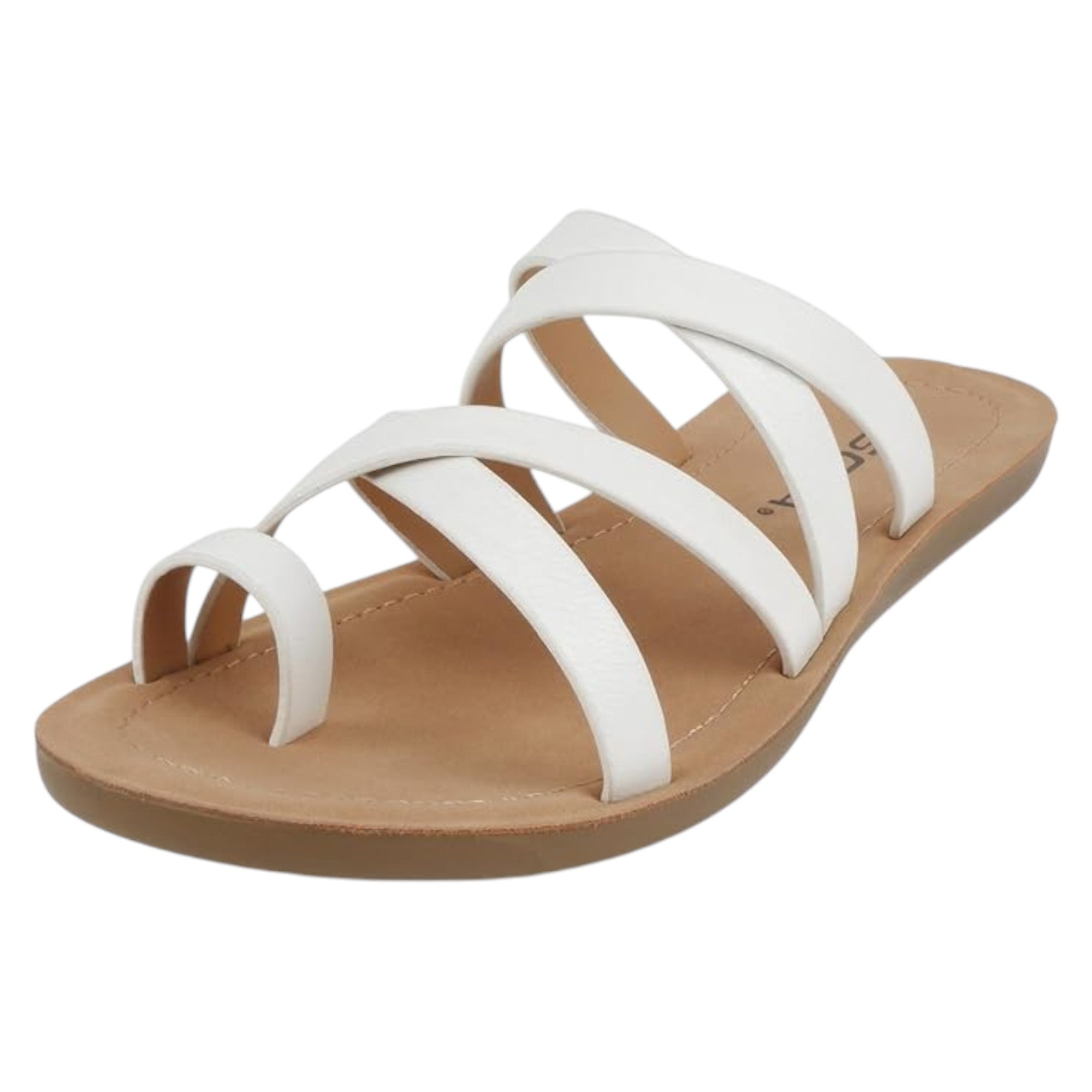 Soda Women Fashion Comfortable Slip On Flat Cross bands Toe Ring Fashion Sandals