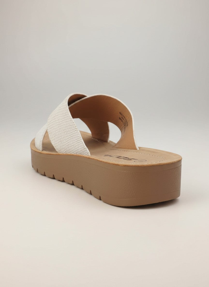 Soda Women's Flatform Slide Sandal — Open Toe Crisscross Band Summer Slip On