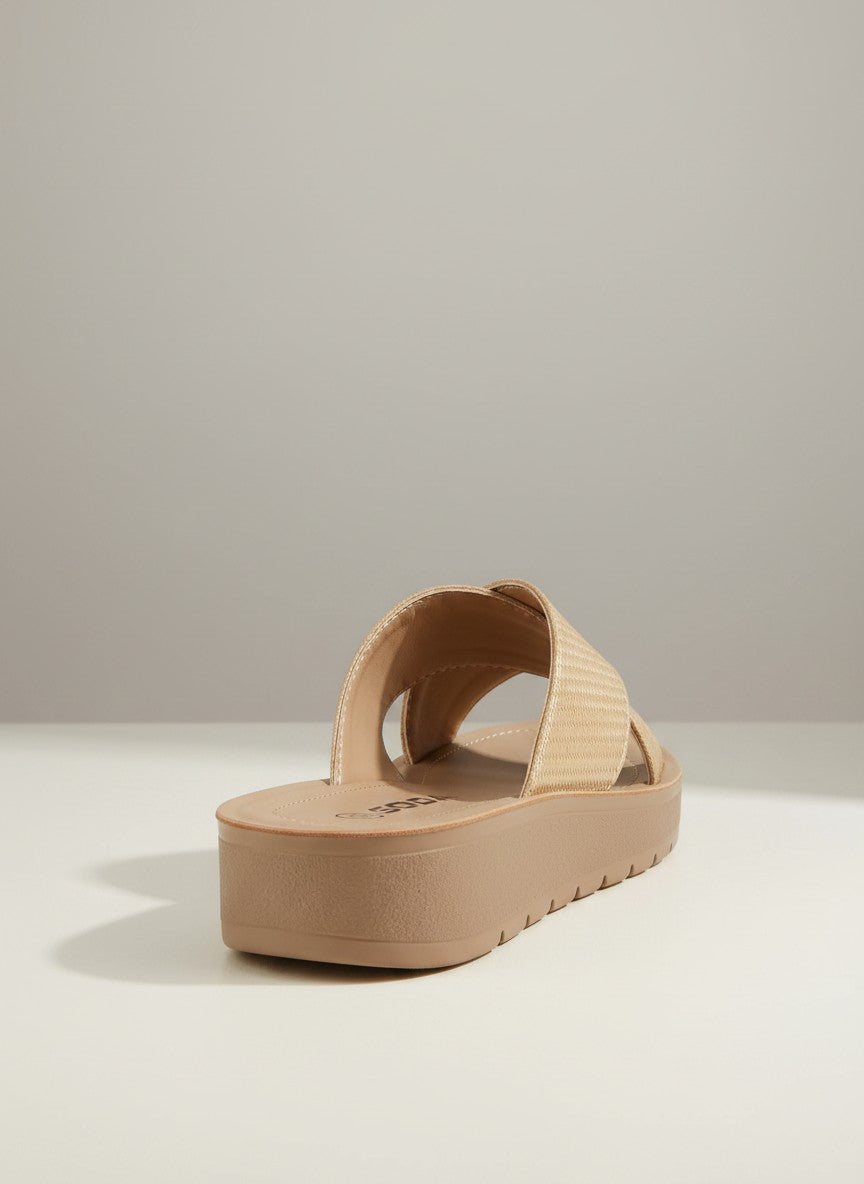 Soda Women's Flatform Slide Sandal — Open Toe Crisscross Band Summer Slip On