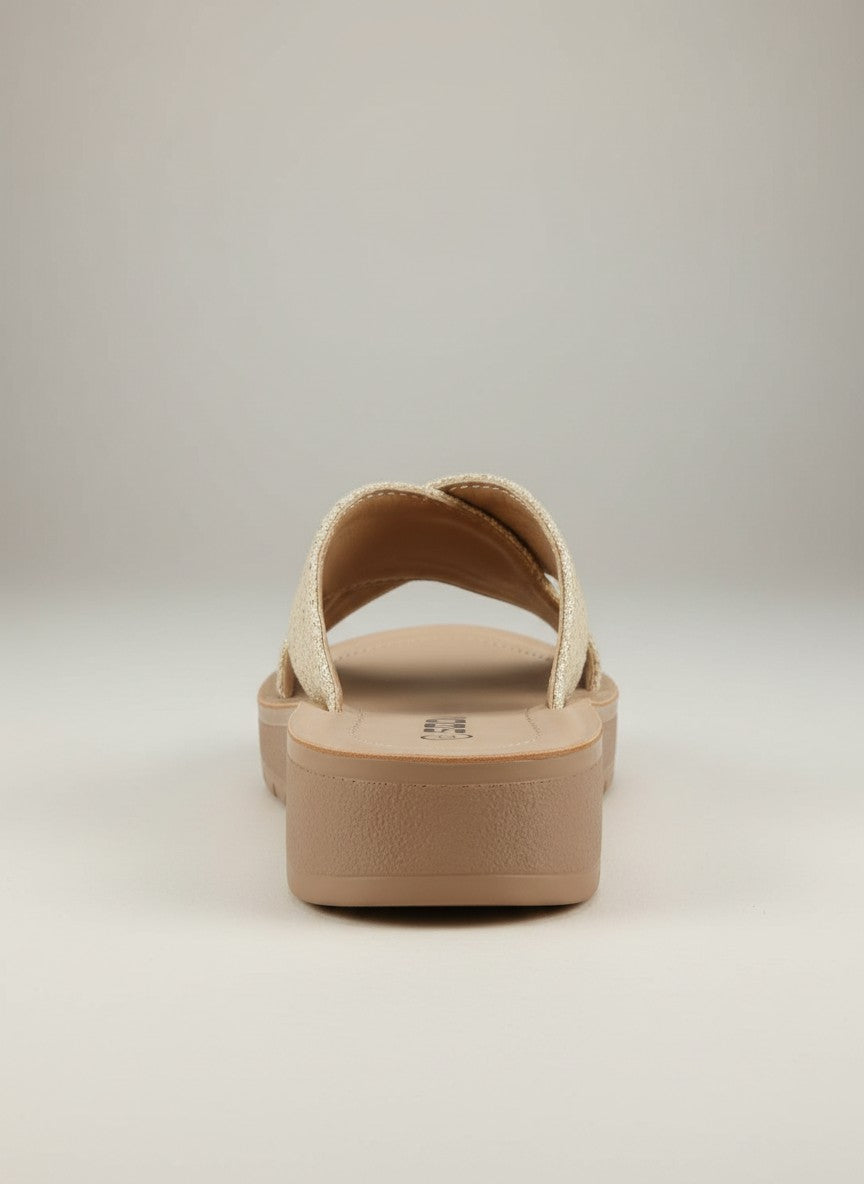 Soda Women's Flatform Slide Sandal — Open Toe Crisscross Band Summer Slip On