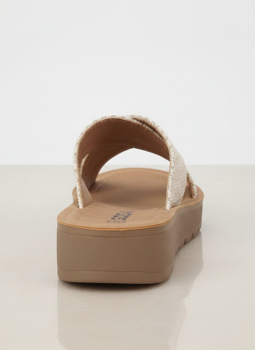 Soda Women's Flatform Slide Sandal — Open Toe Crisscross Band Summer Slip On