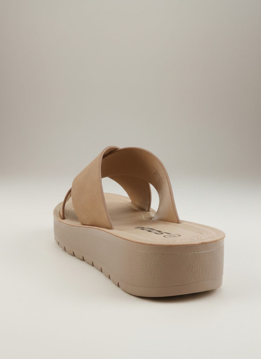 Soda Women's Flatform Slide Sandal — Open Toe Crisscross Band Summer Slip On