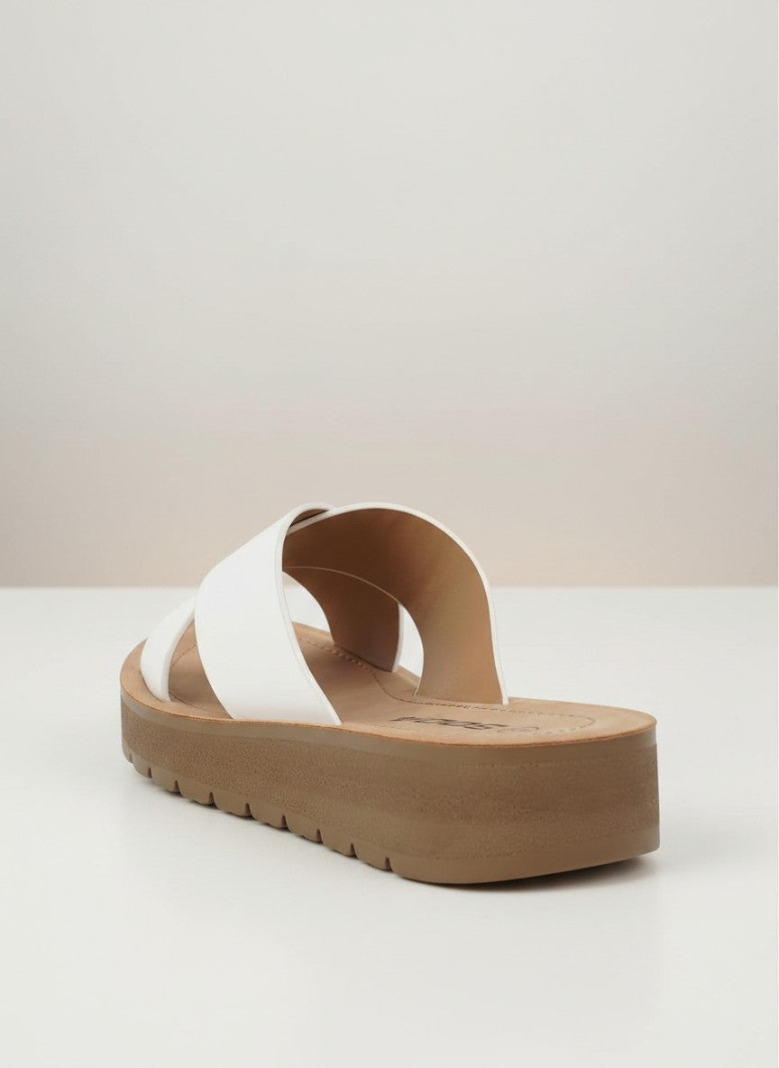 Soda Women's Flatform Slide Sandal — Open Toe Crisscross Band Summer Slip On