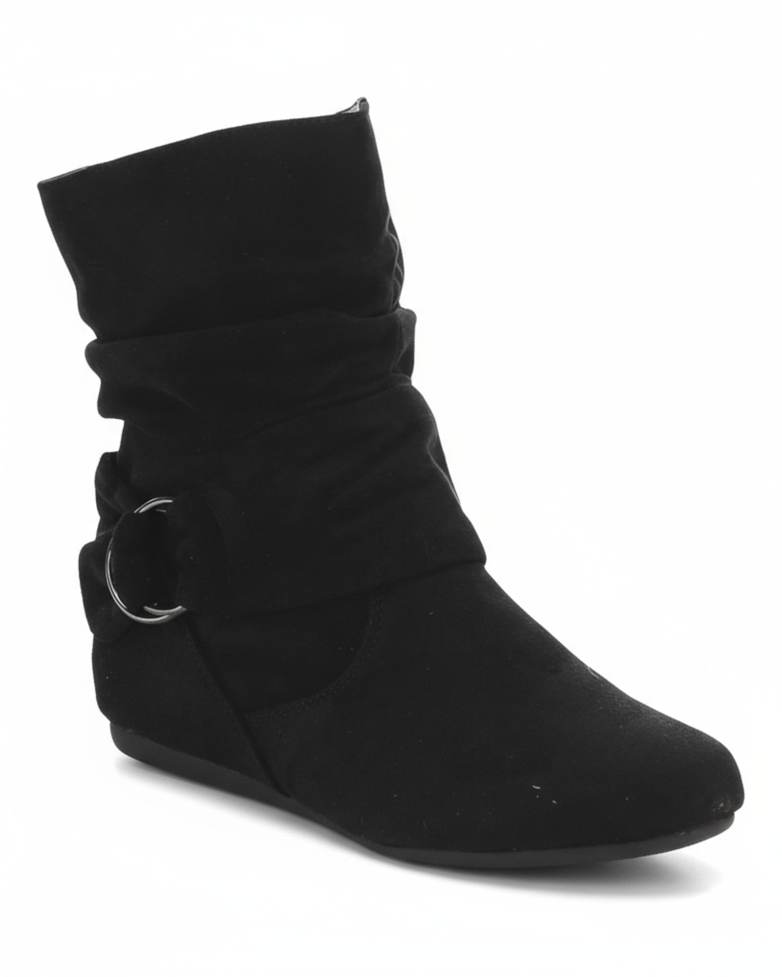 Women's Mid-Calf Flat Heel Side Zipper Slouch Boots