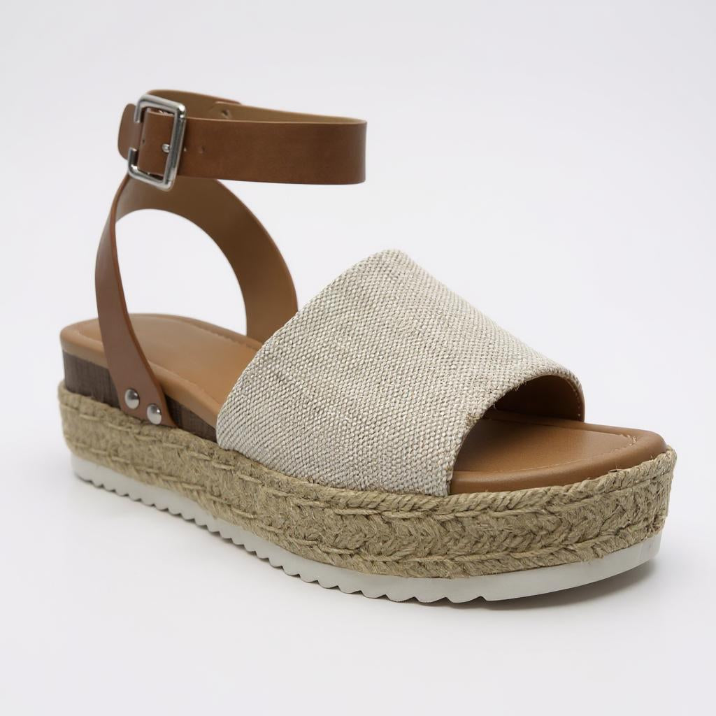 Women Espadrilles Flatform Open Toe Buckle Ankle Strap Dressy Wedge Casual Sandal