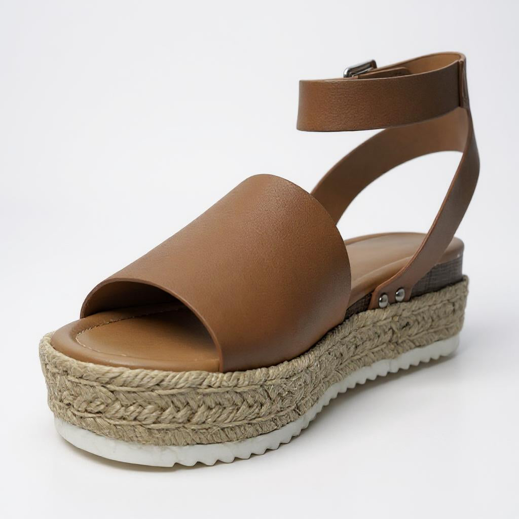 Women Espadrilles Flatform Open Toe Buckle Ankle Strap Dressy Wedge Casual Sandal