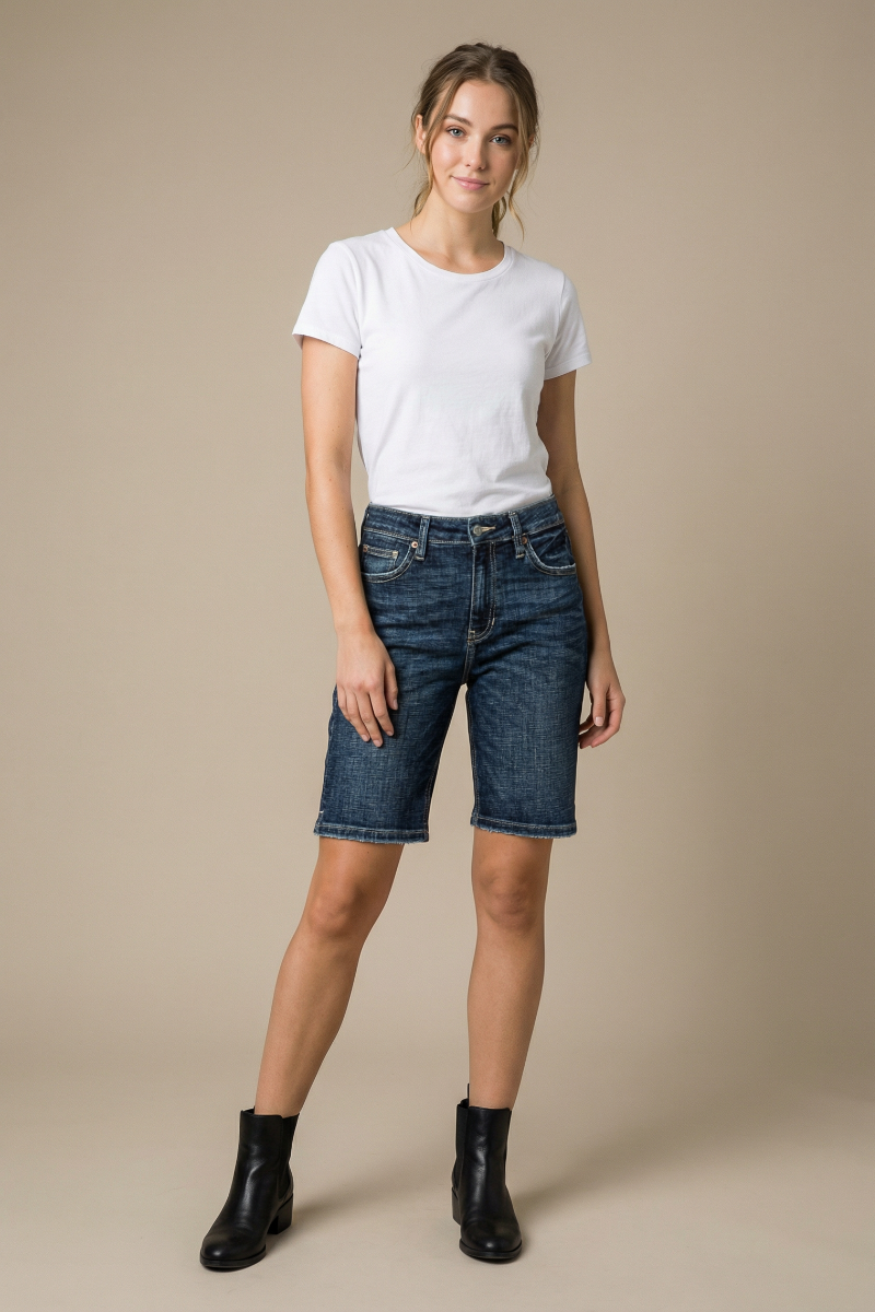 Celeste Dark Wash High Rise Bermuda Jeans