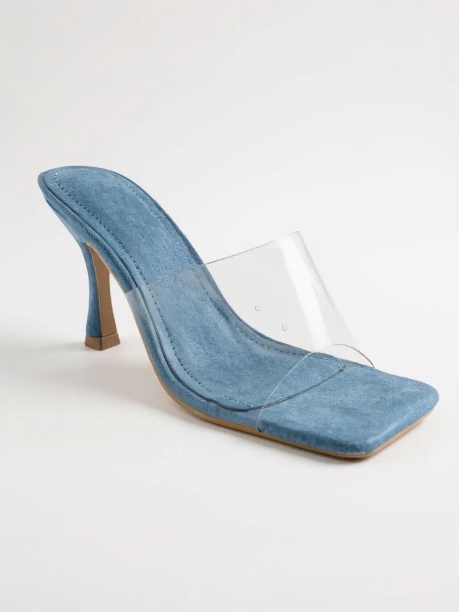Women Sexy Square-Toe Transparent Overlay High stiletto Heels Dressy Sandals